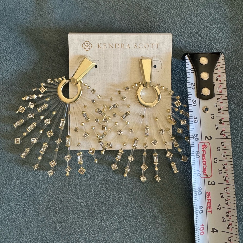 Kendra Scott Gold and Silver Fan Earrings - Picture 7 of 7